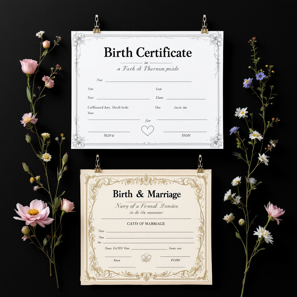 birth and marriage certificates